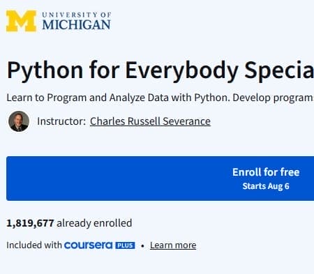 University of Michigan: Python for Everybody